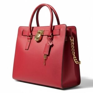Michael Kors Red Satchel with Gold Accents